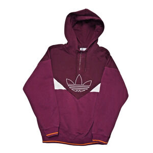 Adidas Originals Trefoil Hoodie Men’s M – Maroon Burgundy Colorblock Half-Zip